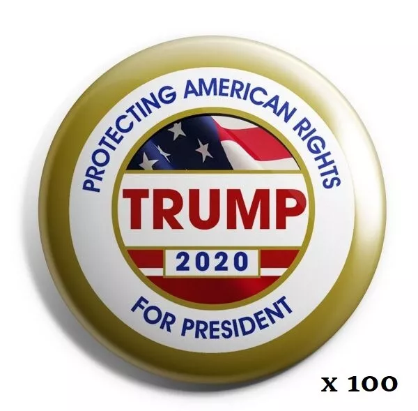 Trump 2020 Campaign Buttons: "Protecting American Rights" - Wholesale Lot of 100