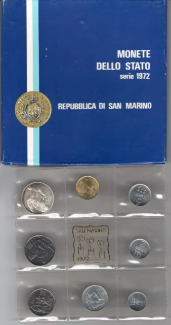 1972 Repubblica di San Marino Monete Divisionali FDC con 500 lire in argento