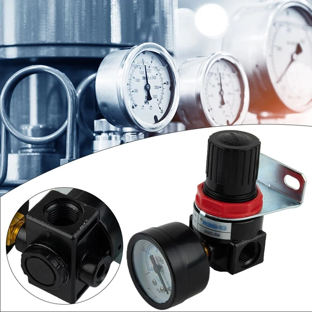 Régulateur De Pression D'air Avec Manomètre 1/4" NPT (20-100 PSIG) - Kit Complet Avec Support Mural - Pour Compresseurs, équipement Industriel - 2