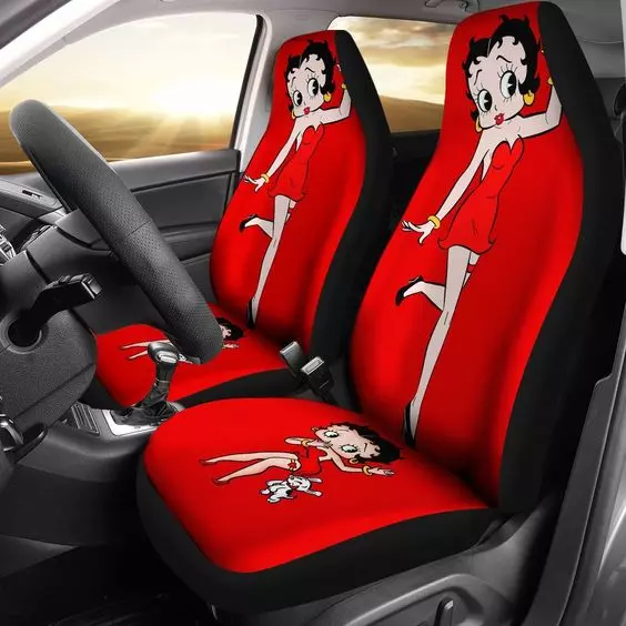 Cute Betty Boop With Dog Cartoon Fan Gift Car Seat Covers (set of 2)