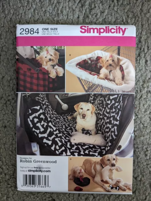 UNCUT-Simplicity Pattern #2984-Dog Bed, Back Seat Cover, Shopping Cart Cover