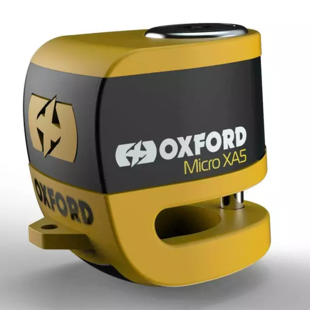 Oxford Scoot XA5 Roller Disc Lock Alarm 5 mm Pin Moped Erinnerung gelb schwarz