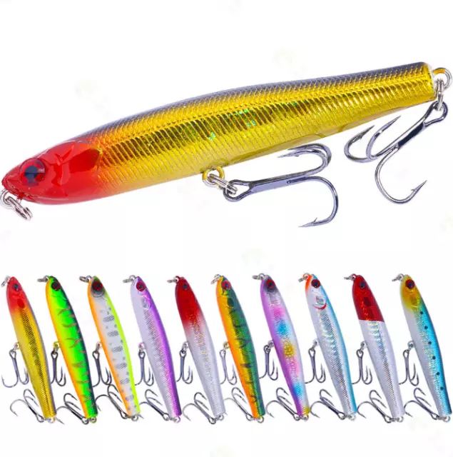  10PCS Topwater Fishing Lures Bass Poppers Fishing
