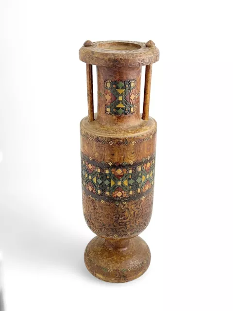 Vintage Wood Wooden Hand Carved African Vase