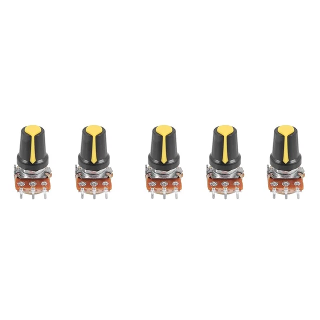 5 pezzi 100K Ohm 3 terminali conico lineare audio rotante tipo B potenziometro N9Z8