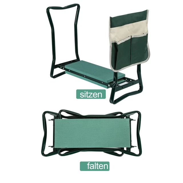 Harrms Garten Kniebank & Sitzhocker Klappbar - Extra Breit 31cm Mit Komfortpolster