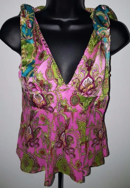 Alice & Trixie Shirt Top Blouse Size S Womens Silk Multicolor