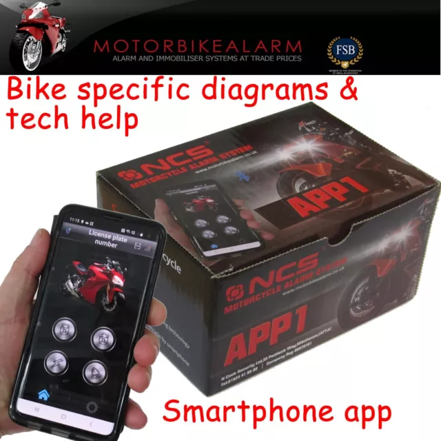 Ncs App1 Smart Motorbike Motorcycle Alarm & Immobiliser Remote Control Start