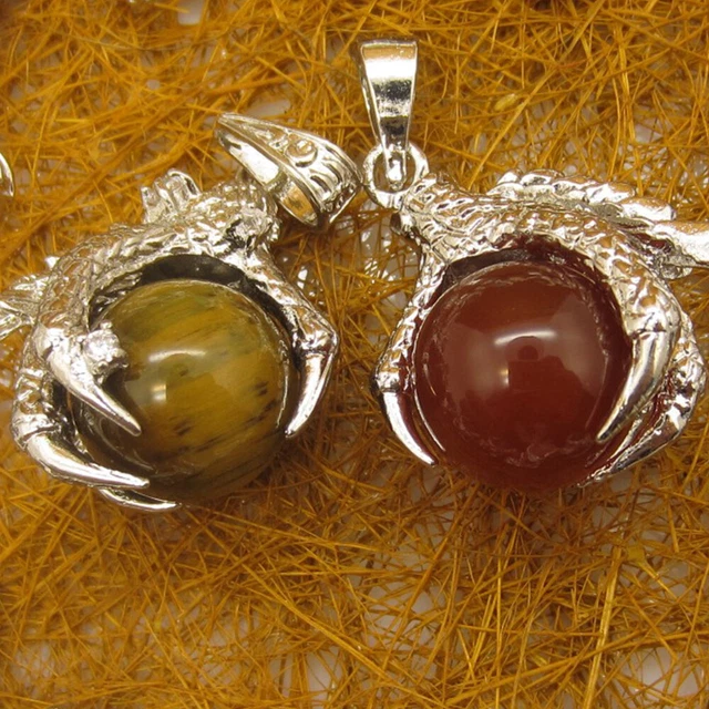 Dragon Claw Ball Natural Pendant Gemstone Chakra Healing Necklaces Beads Reiki