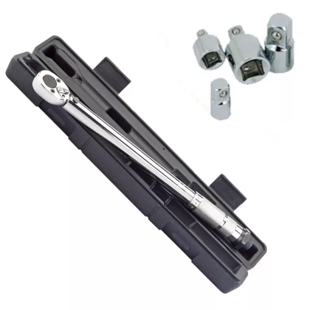 Draper 3/8" Dr Ratchet Torque Wrench + Case + 4pc Adaptors