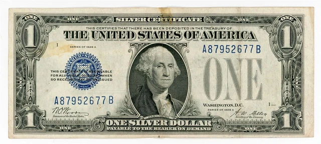 $1 1928 A Silver Certificate Funny Back AU UNC details Fr.1601
