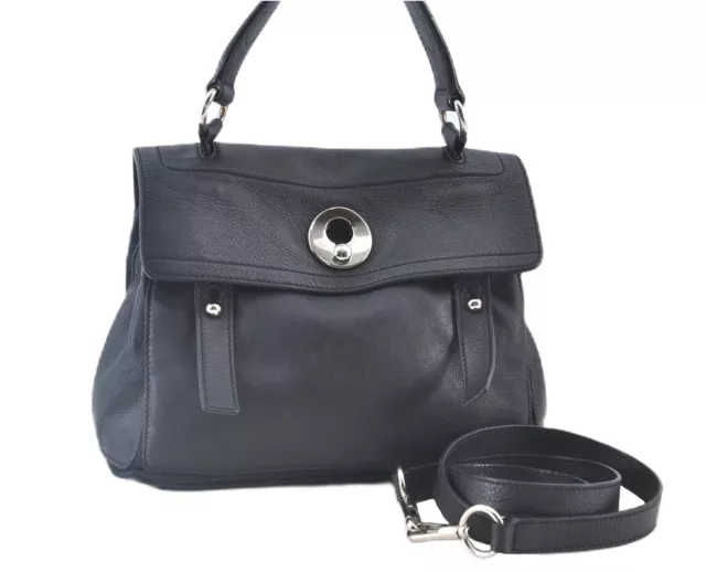Auth YVES SAINT LAURENT Muse Two 2Way Hand Bag Canvas Leather 289278 Black J9415 Auth YVES SAINT LAURENT Muse Two 2Way Hand Bag Canvas Leather 289278 Black J9415