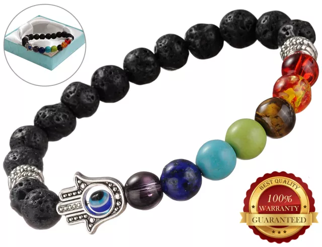 7 Chakra Heilung Perle Natur Lavastein Armband Diffusor Mehrfarbig Edelstein