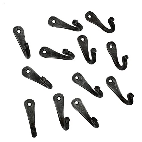 Hand Forged Metal Wall Hook Set of 12 Pcs Wrought Iron Coat Hook Blacksmith M...