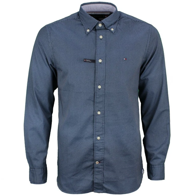 TOMMY HILFIGER CHEMISE Homme Geo Fleurs Imprim Bleu Minimal