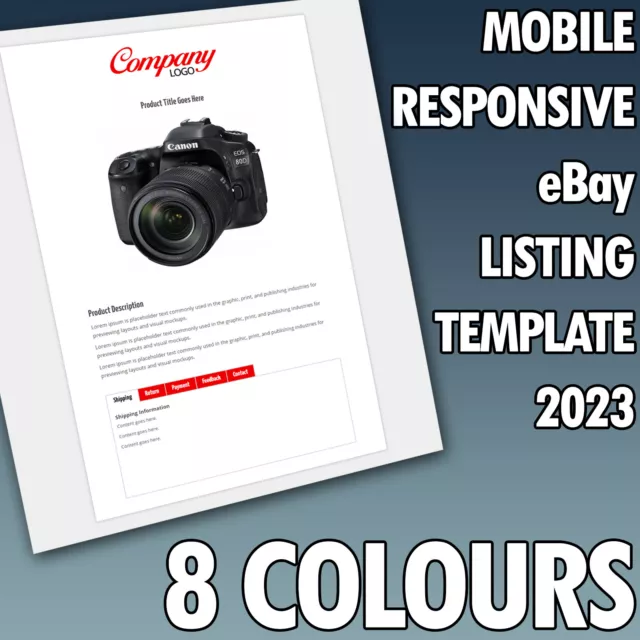 eBay Listing Template Auction HTML Professional Mobile Responsive Design 2024