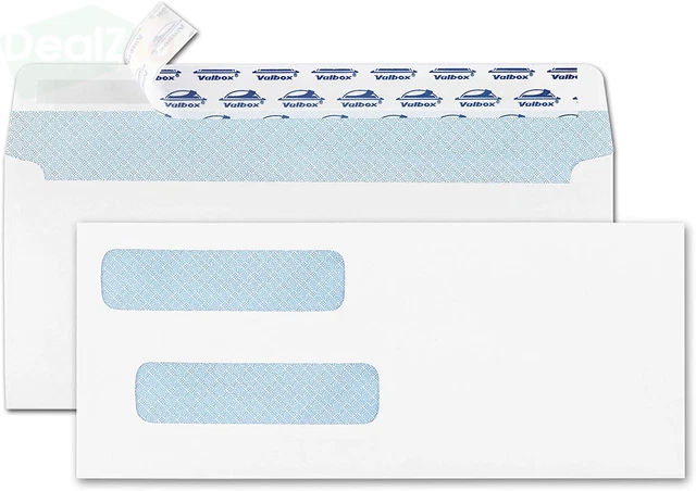 Double Window Envelopes 3 5/8" X 8 11/16" Flip and Seal Double Wind 200 Count
