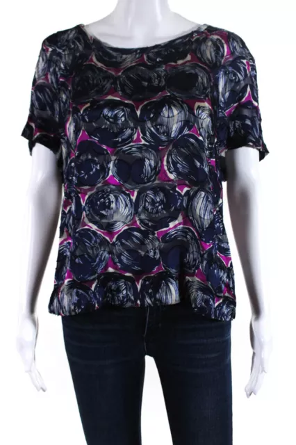 Tory Burch Women's Round Neck Short Sleeves Floral Blouse Size 14