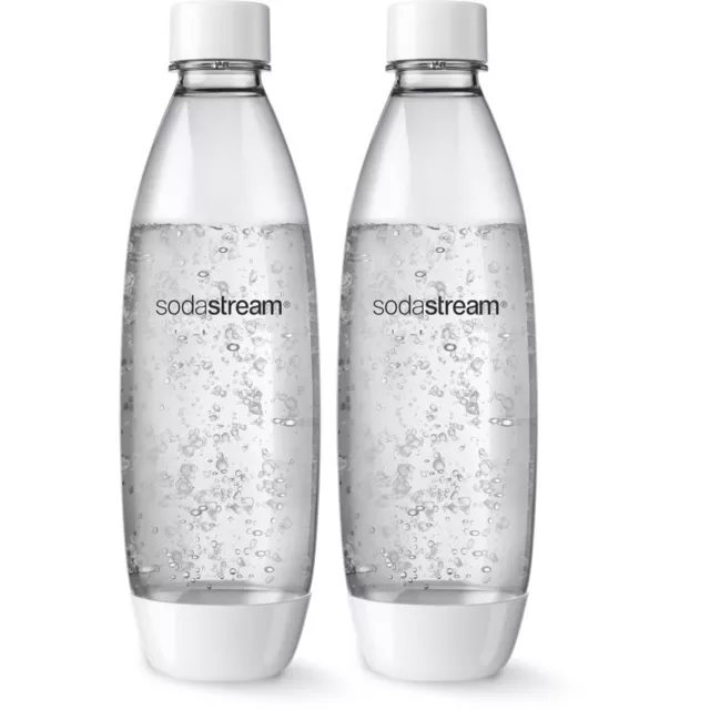 SodaStream 1L Litre White Carbonating Bottles Twin Pack Dishwasher Safe Fuse