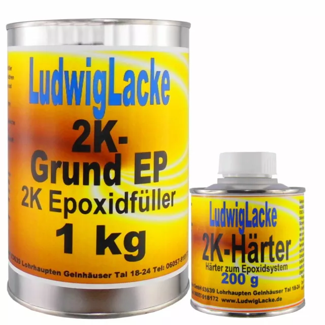 Epoxid  1,2 kg EP Grundierung grau Epoxi Füller für Autolack Werkstatt