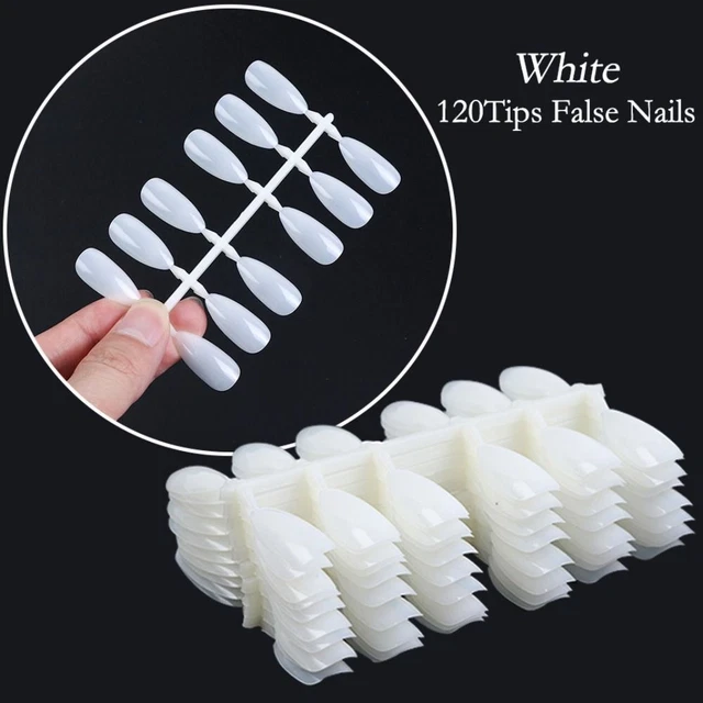 120 Acrylnagelspitzen – Klar, Matt | 12 Größen | Mandelform | Mittlere Länge | Für Nageldesign & Studio