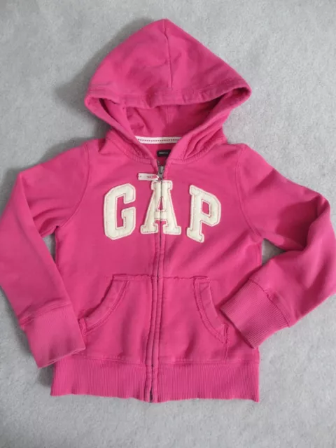 GAP Kids Girls Sweatshirt Hoodie Size S 6/7 Pink Logo Zip Up