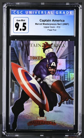 2007 UD Captain America #16 Marvel Masterpieces Set I Fleer Foil, CGC Graded 9.5