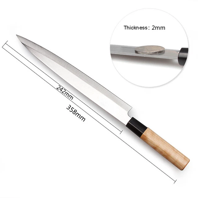 Coltello per sushi filetto sashimi pesce fetta tonno salmone nigiri legno giapponese lama chef