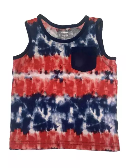 Carter’s Unisex Size 2T Red White Blue Tie Dye Tank Top Patriotic 4th Of July