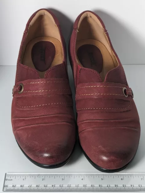 Earth Whirlwind Womens Deep Red Pleated Cuban Heel Cottagecore Size 8B Leather 3