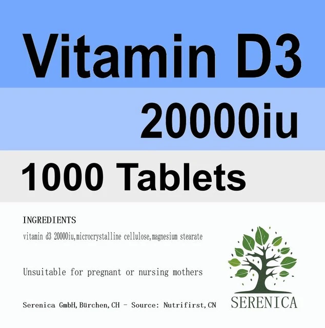 Vitamin D3 20000iu High Strength x 1000 Tablets
