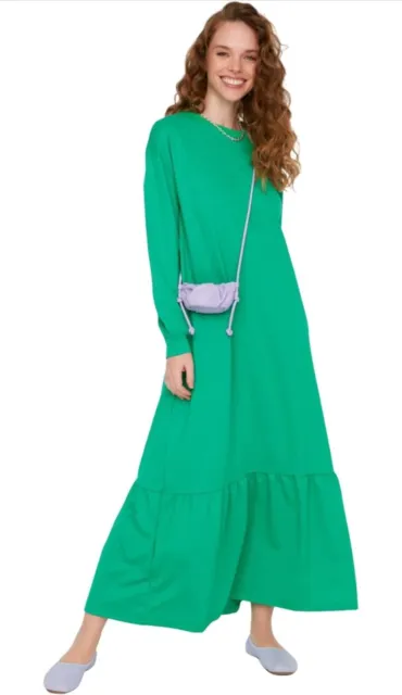 Grün Damen Kleid Baggy Kittel Kleid Übergröße lose schlicht Maxikleider