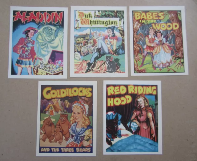 Lot of 5 Original Old Vintage 1930's - Pantomime Theatre - MINI POSTERS - 5"x6"