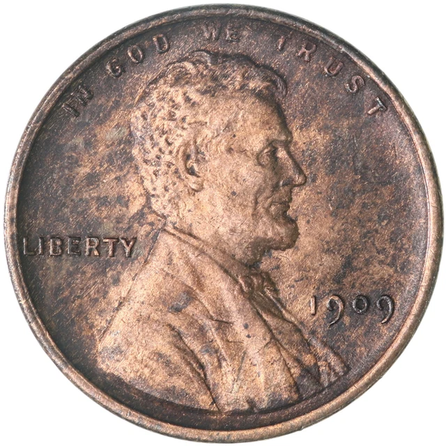 1909 (P) VDB Lincoln Wheat Cent About Uncirculated Penny AU Toned See Pics F581