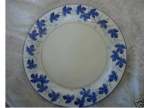 Collectible Cobalt Blue Hand Painted Leaves Plate/Platter - Made in Italy
