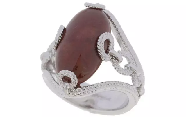 Anthony Nak Sterling Oval Cabochon Chocolate Jade Ring size 6