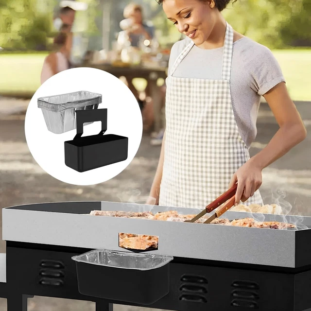 Grease Cup Tray with 10Pcs Tin Foil Liner BBQ Drip Griddle Pan Grease Catcher ✍