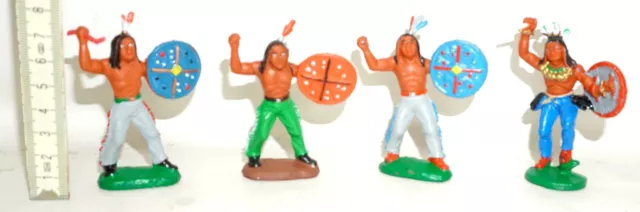 Indianer DDR Wildwest Gummi 4 Figuren Spielzeug