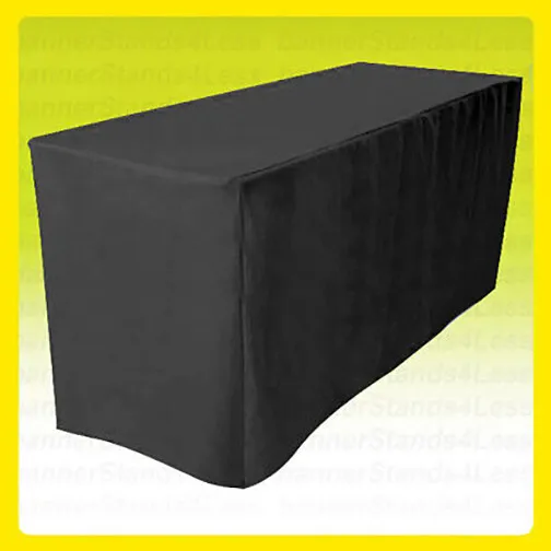 6' Fitted Tablecloth Table Cover Wedding Banquet Event Catering - BLACK