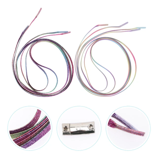 2 set lacci incolori ferro senza cravatta lacci per scarpe adulti lacci elastici per scarpe bambini