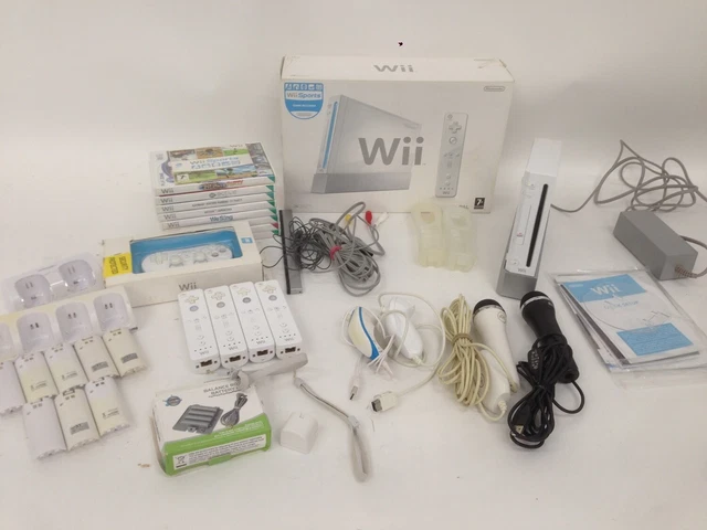 Nintendo Wii Model No Rvl 001 Eur NINTENDO WII CONSOLE White RVL-001(EUR) 4 Remotes 2 Nunchucks Games Wii
