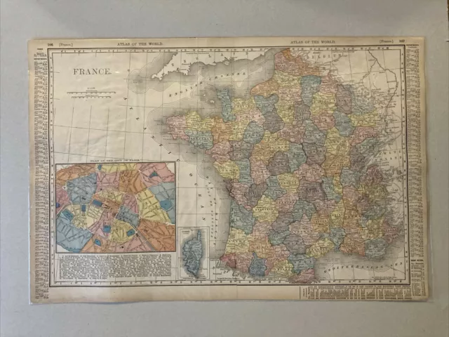 1899 France  Rand McNally Original Standard World Atlas Map