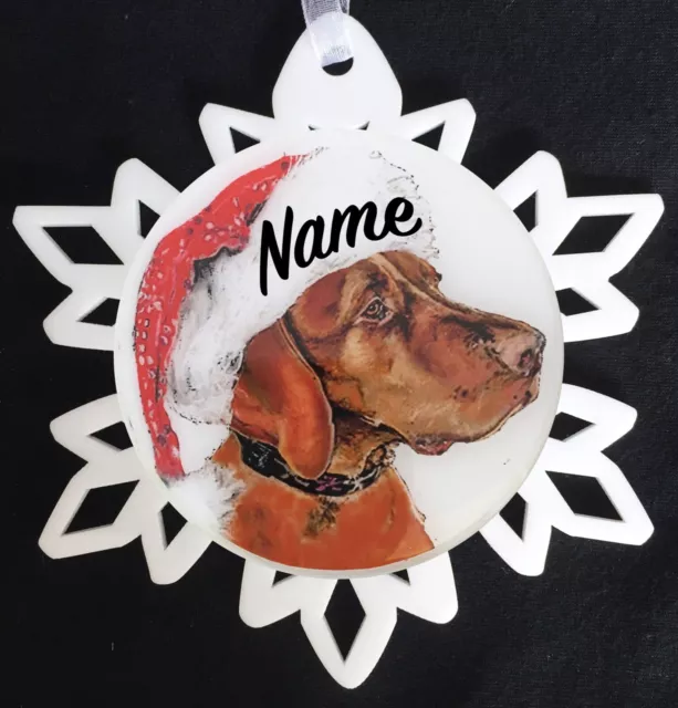 Santa Vizsla Dog Breed Christmas Ornament = Free Personalization