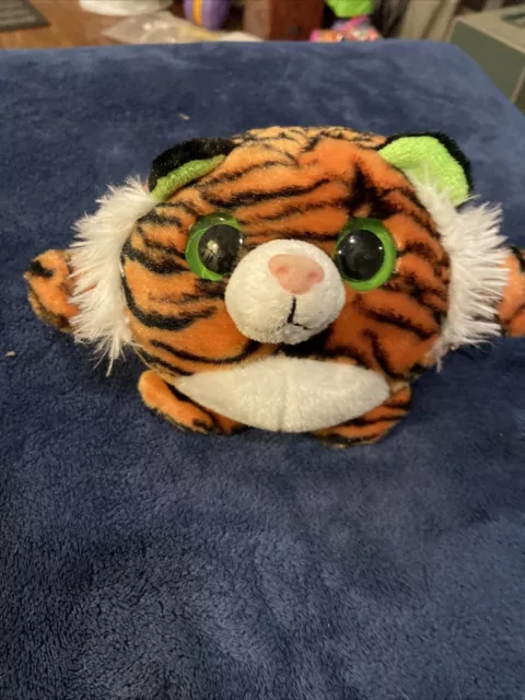 The Petting Zoo 6” Plush Big Green Eyes & Orange/Black Stripe Ball