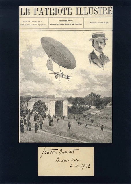 Alberto Santos-Dumond autograph, signed card mounted