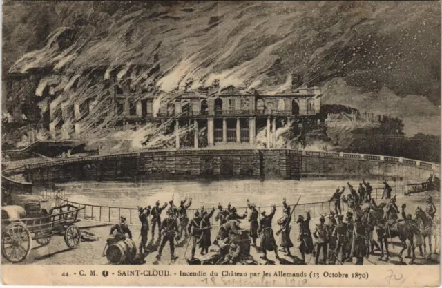 CPA Chateau de ST-CLOUD Incedie MILITARY WAR 1870 (50327)