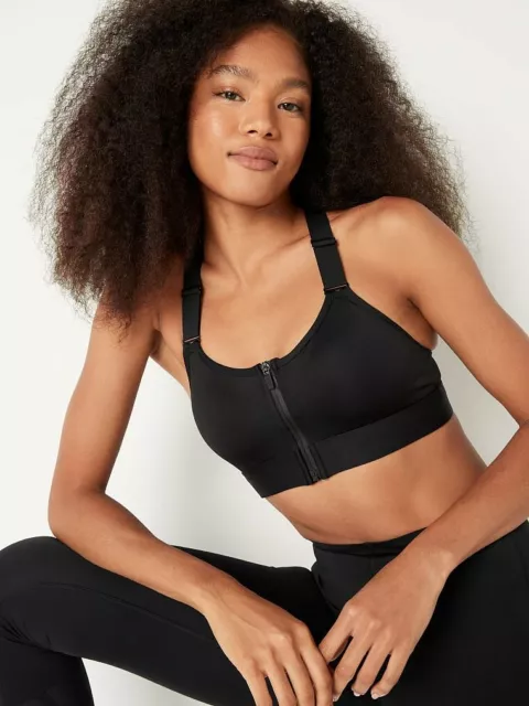 VICTORIA'S SECRET PINK Ultimate High Impact Front Zip Black Sports Bra  *Genuine* £17.99 - PicClick UK