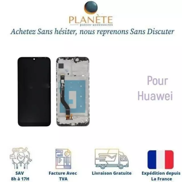 Ecran Complet LCD et Tactile Noir Avec Châssis Pour Huawei Y7 Prime 2019