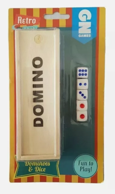 GN Games Dominoes and Dice Retro Kids Toy, Board Game, Fun to Play Entertainment