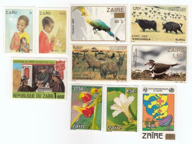 Zaïre / Congo, Lot De 10, Tous Différents Timbres en Excellent État - MNH Set 10